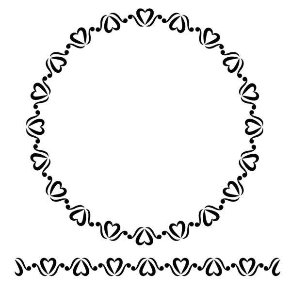 Διάνυσμα Μαύρο Στρογγυλεμένο Γωνιακό Κύκλο Floral Frame Απομονωμένο Λευκό — Διανυσματικό Αρχείο
