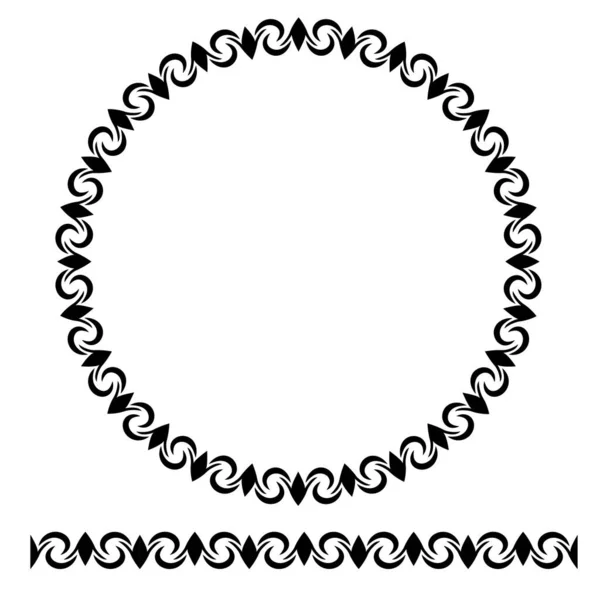 Vector Black Rounded Corner Circle Floral Frame Isoliert Auf Weiß — Stockvektor