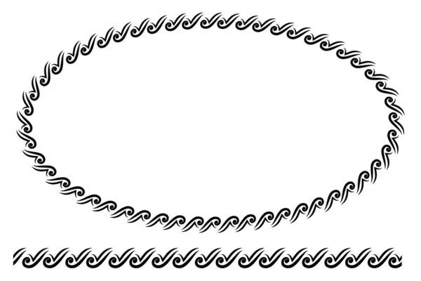 ベクトルブラック丸みを帯びたコーナー楕円形の花のフレーム 白に隔離 — ストックベクタ
