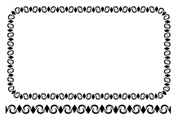 Вектор Черный Закругленный Угол Прямоугольная Цветочная Рамка Изолированные Белом — стоковый вектор