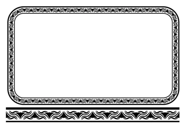 Vector Black Rounded Corner Rechteck Floral Frame Isoliert Auf Weiß — Stockvektor