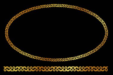 Vektör Altın Oval Çerçeve, siyah arkaplanda