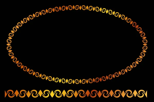 Vector Golden Oval Floral Frame Черном Фоне — стоковый вектор