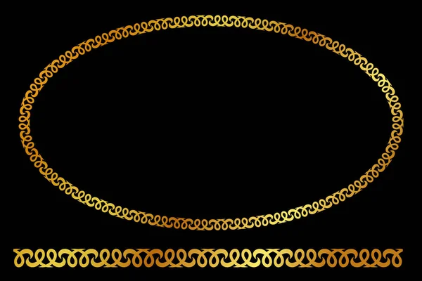 Vektör Altın Oval Çerçeve, siyah arkaplanda