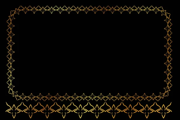 Vector Golden Rectangle Floral Frame Auf Schwarzem Hintergrund — Stockvektor