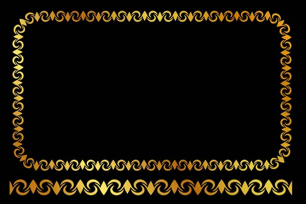 Siyah Arkaplanda Vektör Altın Dikdörtgen Çiçek Çerçeve — Stok Vektör