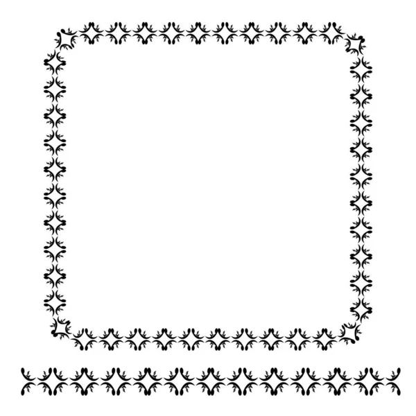 Schablone Rahmen Floral Border Quadrat 01A — Stockvektor