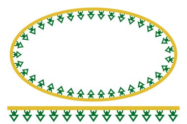 Vektör yeşil Oval Dekorasyon Geleneksel Eski Jakarta Evi, Endonezya