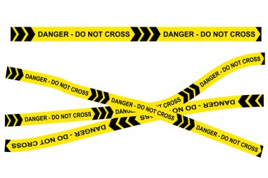 Basit Vektör Siyah ve Sarı Kurdele, Polis Hattı, Corid-19 Salgınını Geçmeyin