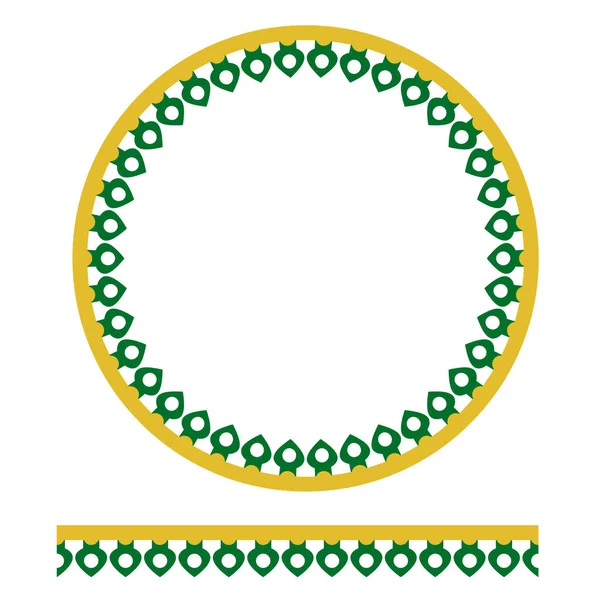 Vektor Sömlös Grön Gul Cirkel Dekoration Traditionellt Hus Gamla Jakarta — Stock vektor