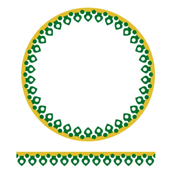 Vector Seamless Πράσινο Κίτρινο Κύκλο Διακόσμηση Παραδοσιακό Σπίτι Της Παλιάς — Διανυσματικό Αρχείο