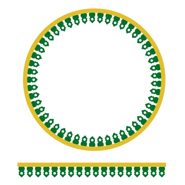 Vector Seamless Green Ellow Circle Decoration Traditional House Old Jakarta — стоковий вектор