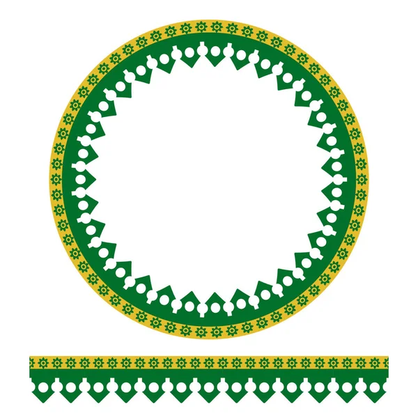 Vector Seamless Green Yellow Circle Decoration Traditional House Old Jakarta — Stock Vector