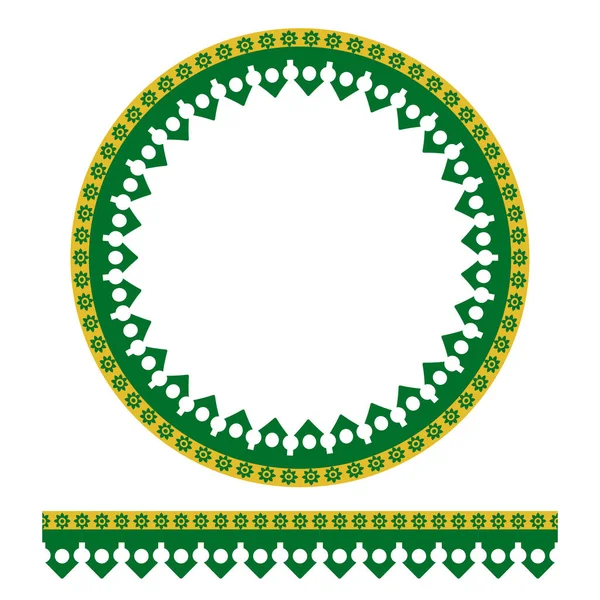 Vector Seamless Vert Jaune Cercle Décoration Maison Traditionnelle Vieux Jakarta — Image vectorielle