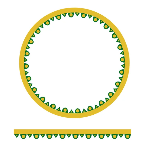 Vector Seamless Green Yellow Circle Decoration Traditional House Old Jakarta — Stock Vector