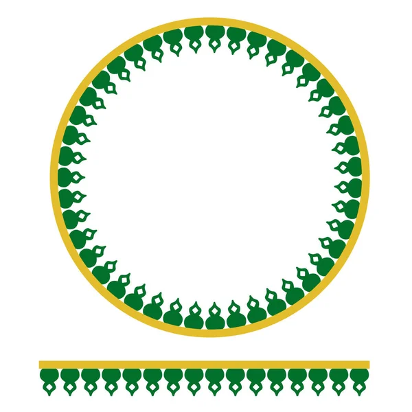 Vektor Bezešvé Zelené Žluté Kruh Dekorace Tradiční Dům Starého Jakarta — Stockový vektor