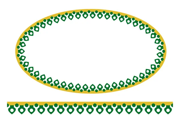 Vector Verde Galben Oval Decorare Casa Tradițională Din Jakarta Veche — Vector de stoc