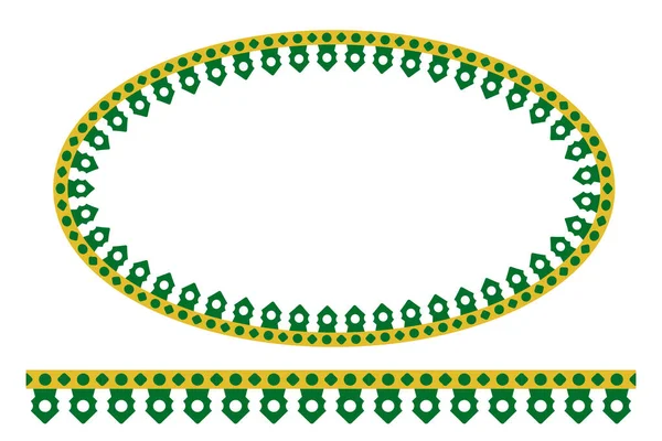 Vector Green Yellow Oval Decoration Tradycyjny Dom Dżakarcie Indonezja — Wektor stockowy