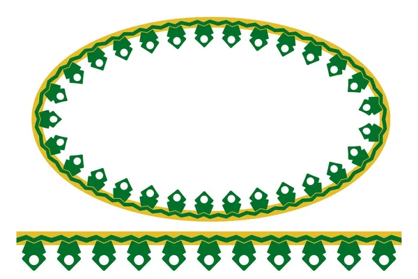 Vector Green Yellow Oval Decoration Tradycyjny Dom Dżakarcie Indonezja — Wektor stockowy