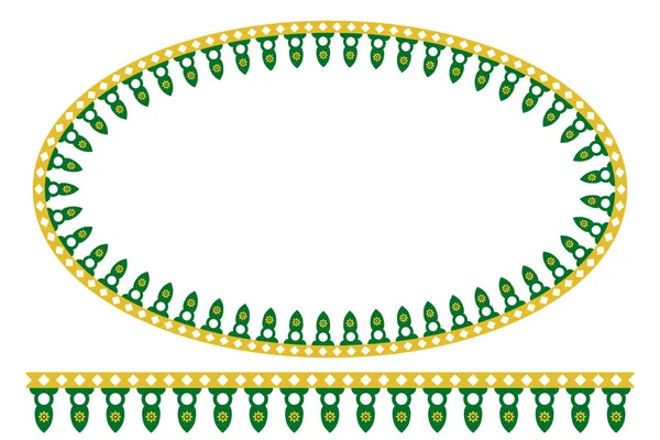 Vetor Verde Amarelo Oval Decoração Tradicional Casa Jacarta Velha Indonésia — Vetor de Stock