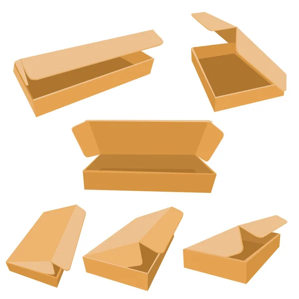 Simple Vector Set Various Perspective Template Mockup Cardboard Box Food — Stock Vector