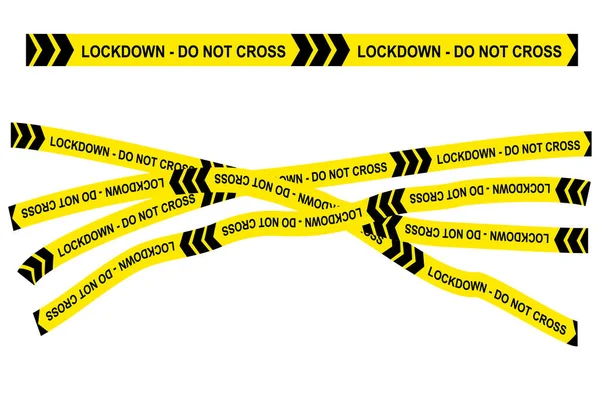 Simple Vector Black Yellow Ribbon Police Line Lockdown Cross Suly — стоковий вектор