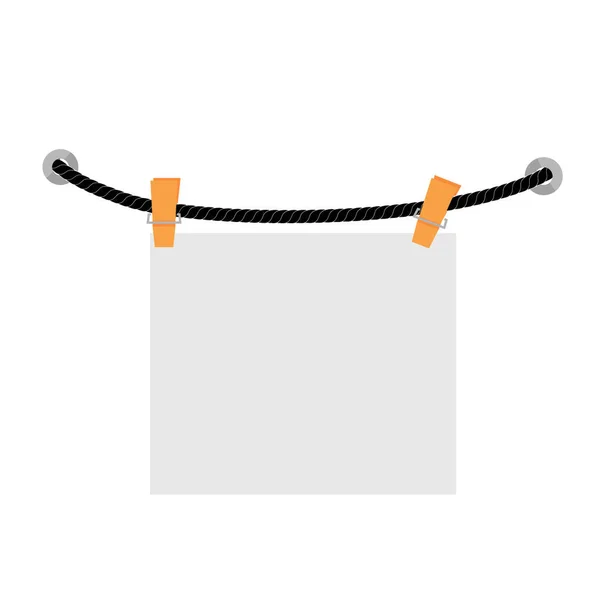 Vector Hanging Message Note Black Rope Isolé Sur Blanc — Image vectorielle