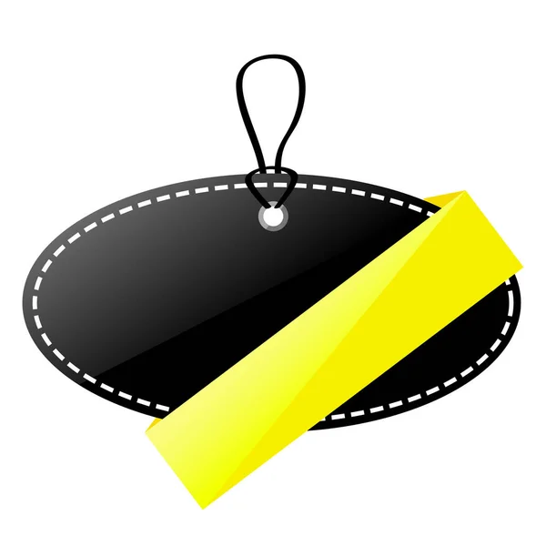 Simple Vector Shinning Black Yellow Blank Tag Isolato Bianco — Vettoriale Stock