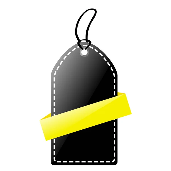 Simples Vector Shinning Black Yellow Blank Tag Isolado Branco — Vetor de Stock