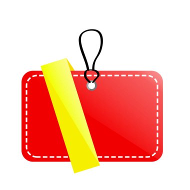 Basit Vektör Parıltısı Kırmızı ve Sarı Boş Etiket, beyaz üzerine izole