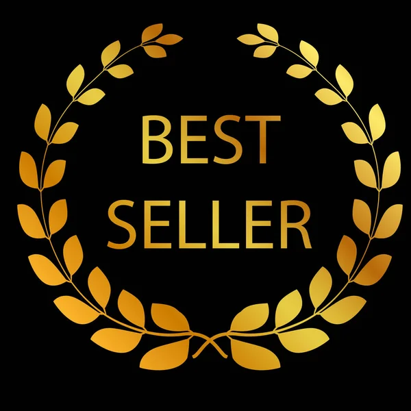 Vektor Golden Laurel Sign Bestseller Černém Pozadí — Stockový vektor