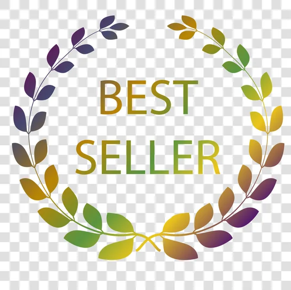 Vector Golden Laurel Sign Best Seller Átlátszó Hatású Háttér — Stock Vector