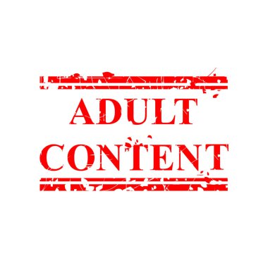 Basit Vektör Grunge Kırmızı Kauçuk Damgası, Yetişkin İçeriği, beyaz üzerine izole