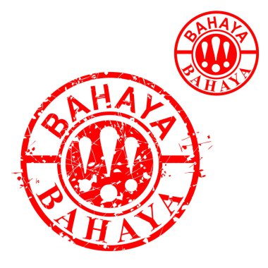 Basit Vektör Çemberi Grunge Kırmızı Lastik Damga, Bahaya, Endonezya dilinde Tehlike, beyaz üzerine izole edilmiş