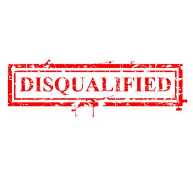 Basit Vektör, Kırmızı Kauçuk Damgalı, diskalifiye, beyaz arkaplan