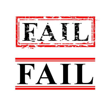 Basit Vektör Reddedildi, Kırmızı ve Siyah Lastik Damga, Başarısız, beyaz üzerine izole