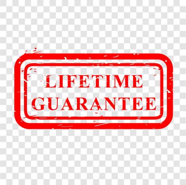 Basit Vektör, Kırmızı Kauçuk Damgası, Ömür Boyu Garanti, şeffaf efekt arka planı