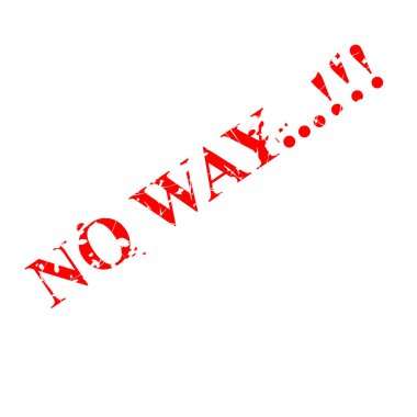 Basit Vektör, Kırmızı Kauçuk Damgası, İmkanı yok, beyaz üzerine izole edilmiş.