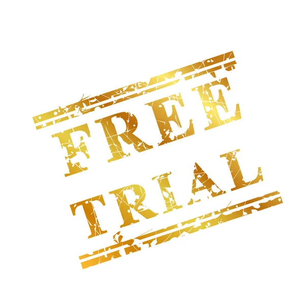 Free Trial Golden Grunge Rubber Stempel — Stockvektor