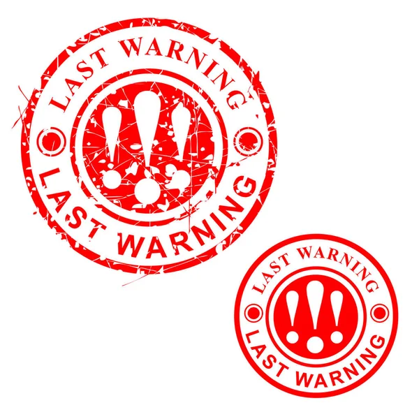 Simple Vector Circle Grunge Red Rubber Stamp Last Warning Terisolasi - Stok Vektor