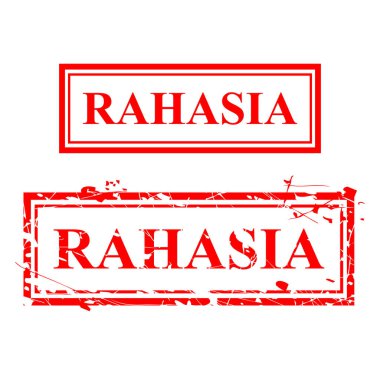 Basit Vektör 1 Kırmızı Lastik Mühür Efekti, Rahasia, Endonezya Dili Sırrı, Beyaz Renkte İzole Edildi