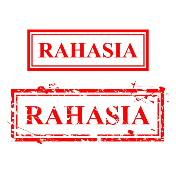 Vector Red Rubber Stamp Effect Rahasia Secret Indonesia Language Isolated — 스톡 벡터