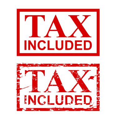 iki stil kauçuk pul efekti, vergiler dahil, şeffaf efekt arka planı