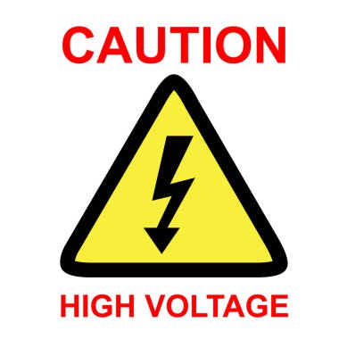 Basit Vektör işareti, Dikkat Yüksek Voltaj, beyaz arkaplanda izole