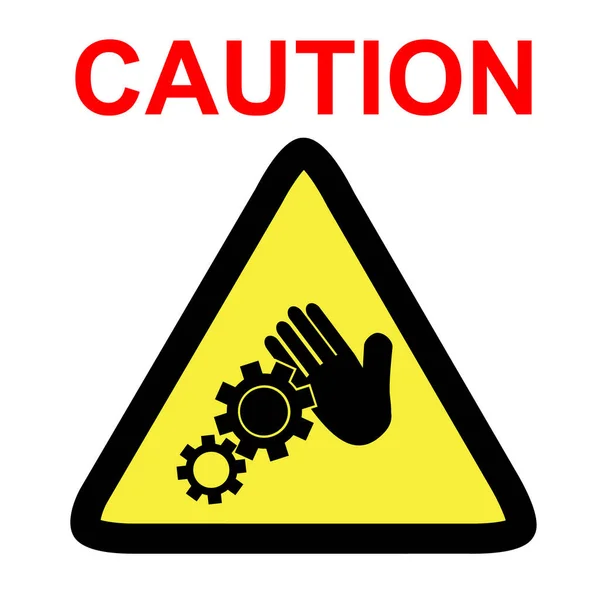 Vector Sign Caution Danger Working Engine Isolated White — Stock Vector