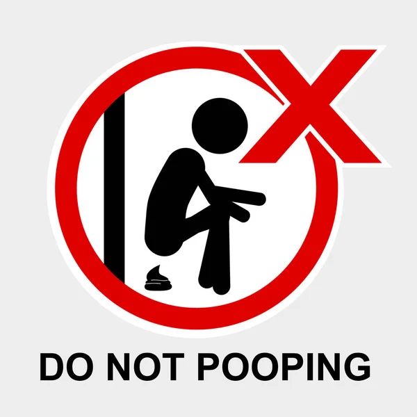 Simple Vector Prohibition Sign Pooping Gray Background — Stock Vector