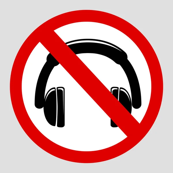 Απλό Σύμβολο Απαγόρευσης Διανύσματος Στυλ Εικονιδίου Χρησιμοποιείτε Ακουστικά Γκρι Φόντο — Διανυσματικό Αρχείο