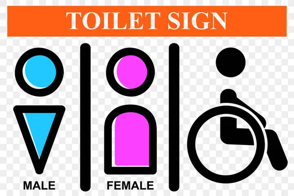 Simple Vector Icon Style Toilettenschild Für Männchen Weibchen Behinderte Und — Stockvektor