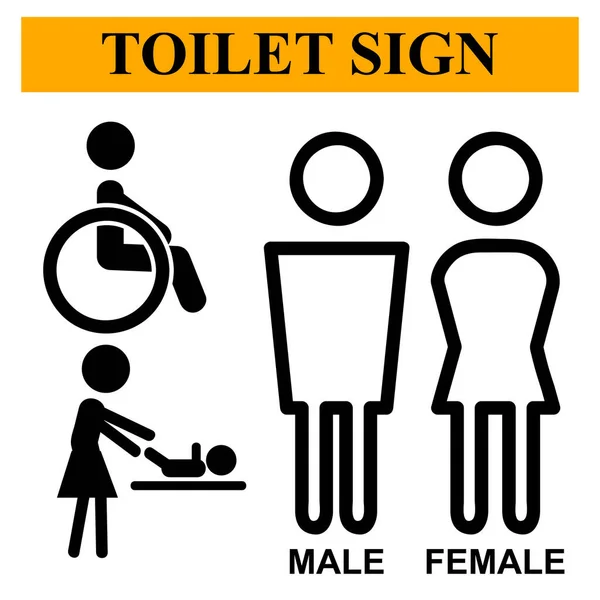 Eenvoudige Vector Pictogram Stijl Toiletteken Voor Man Vrouw Handicap Baby — Stockvector