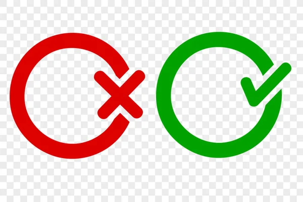 Jednoduchý Vektorový Symbol Ikona Zelená Tlustá Čára Pravdivá Červená Nepravdivá — Stockový vektor